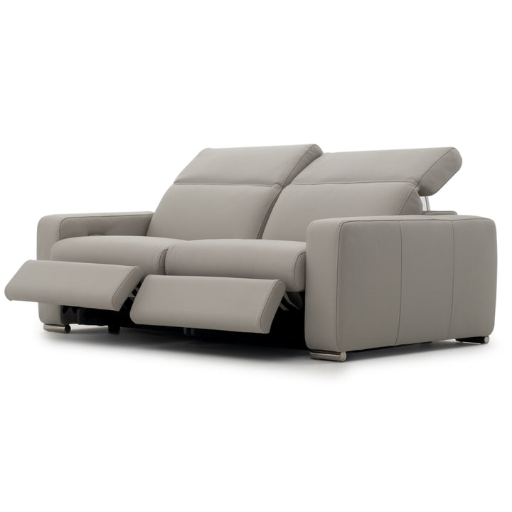 Whitmore Leather Reclining Sofa Light Grey