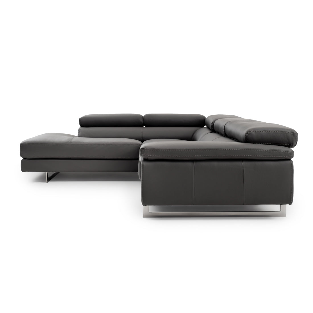 Waller Leather Sectional Sofa Dark Grey