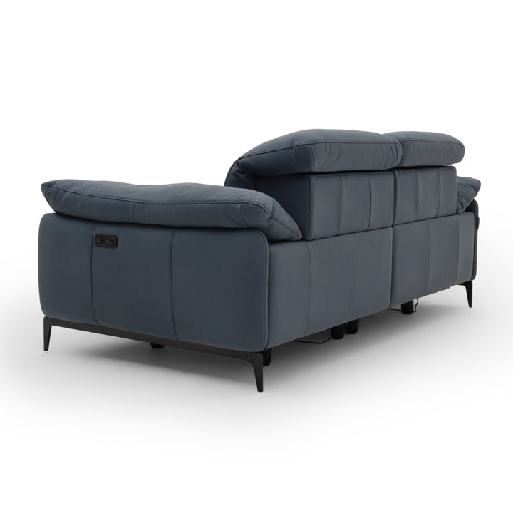 Wakely Leather Reclining Sofa Dark Blue