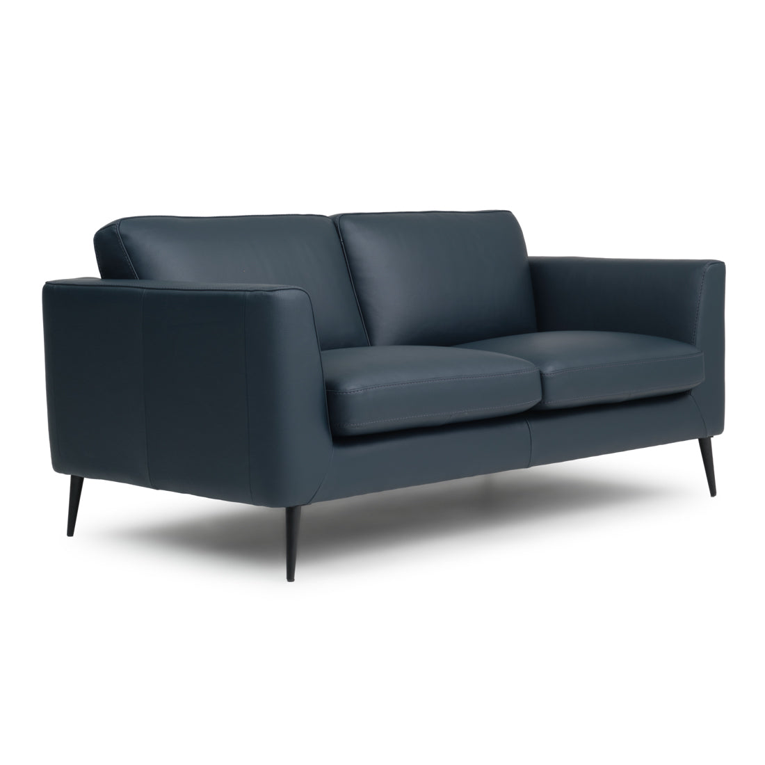 Ermilo Leather Loveseat Dark Blue