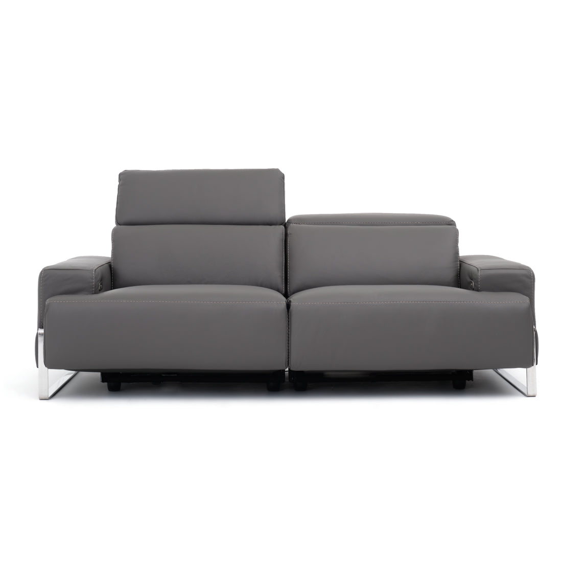 Warley Leather Reclining Sofa Light Grey