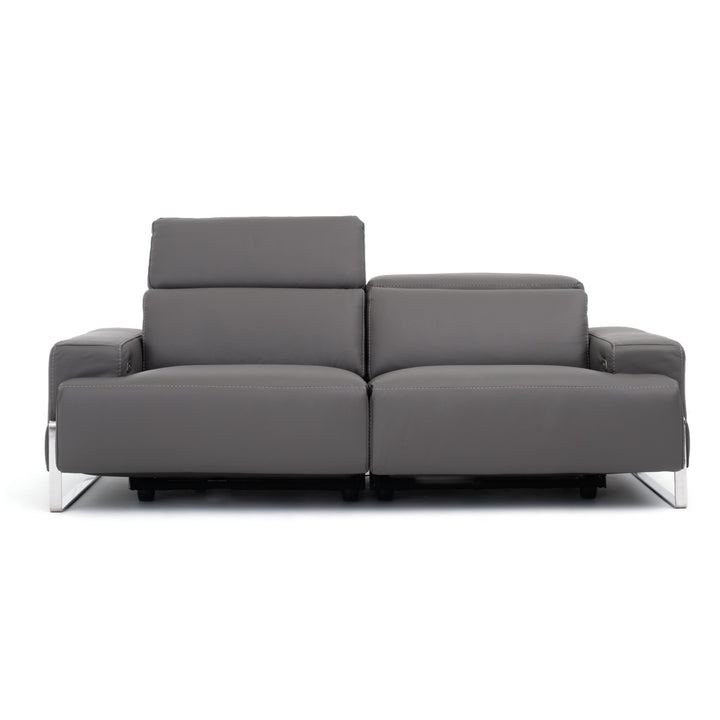 Warley Leather Reclining Sofa Light Grey