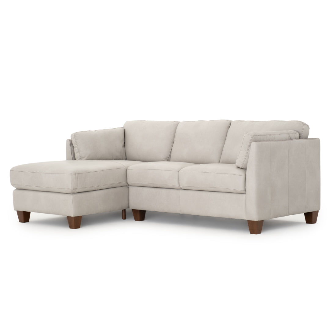 Neal Leather Sectional Sofa Light Grey