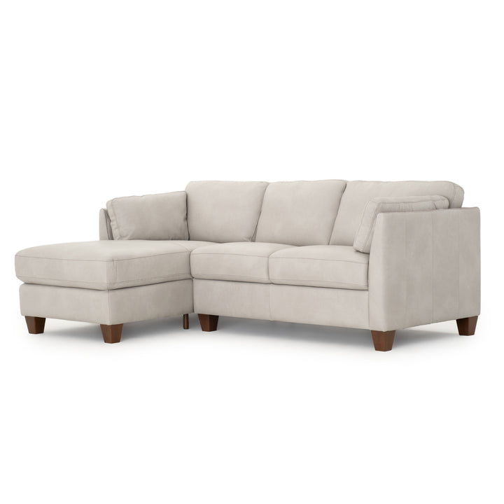 Neal Leather Sectional Sofa Light Grey
