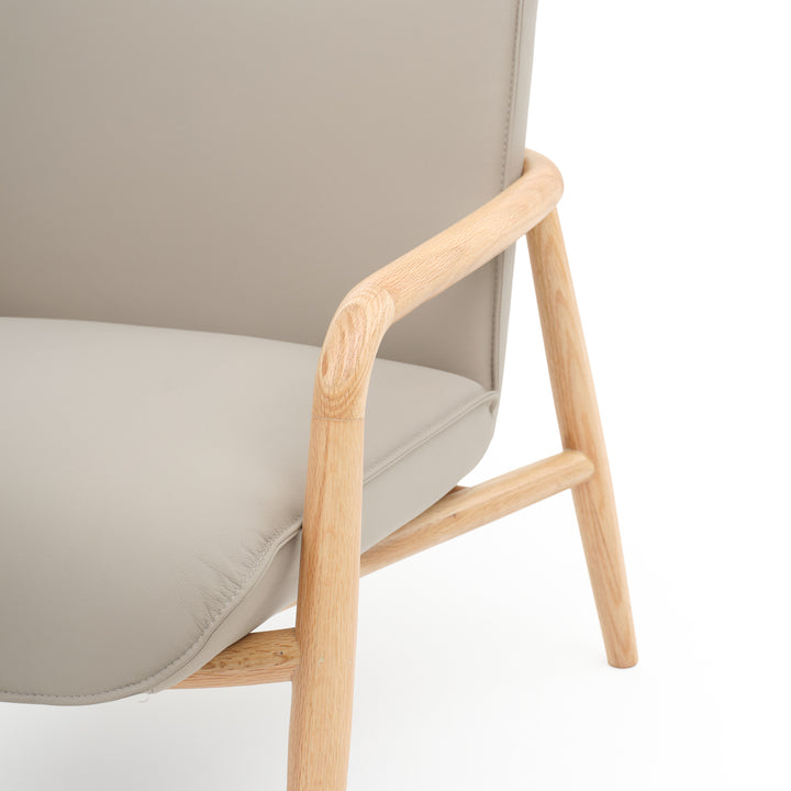 Nagoya Leather Accent Chair Light Grey