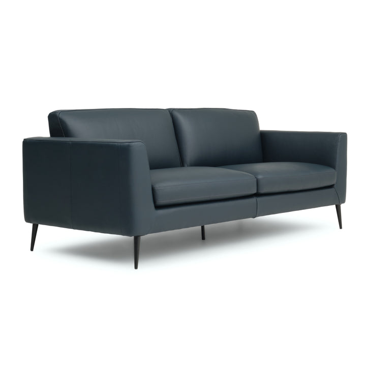 Ermilo Leather Sofa Dark Blue