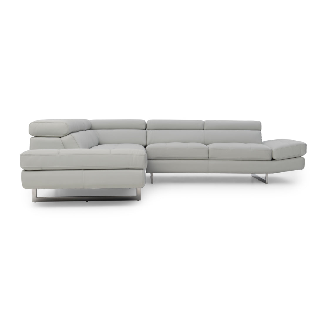Rockland Leather Sectional Sofa Light Grey