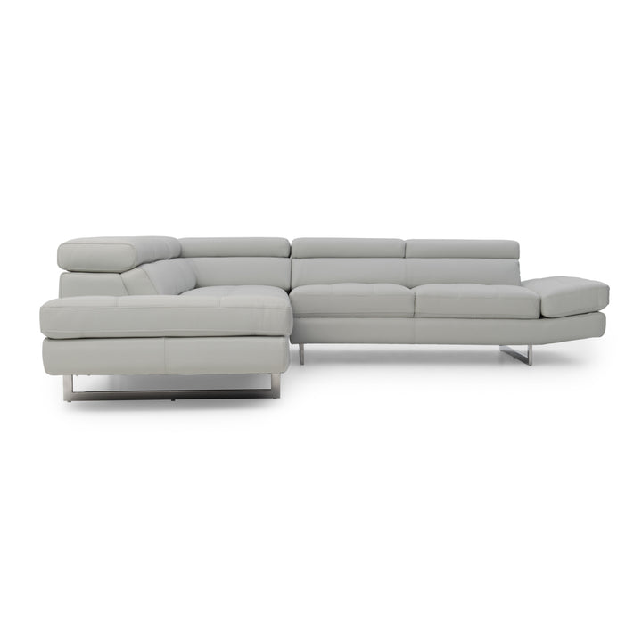 Rockland Leather Sectional Sofa Light Grey