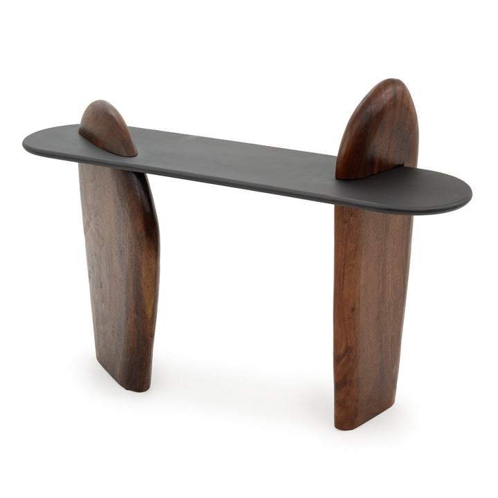 Natera Wood Console Table Dark Brown