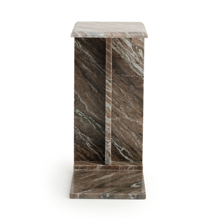 Neville Marble Accent Table Light Brown