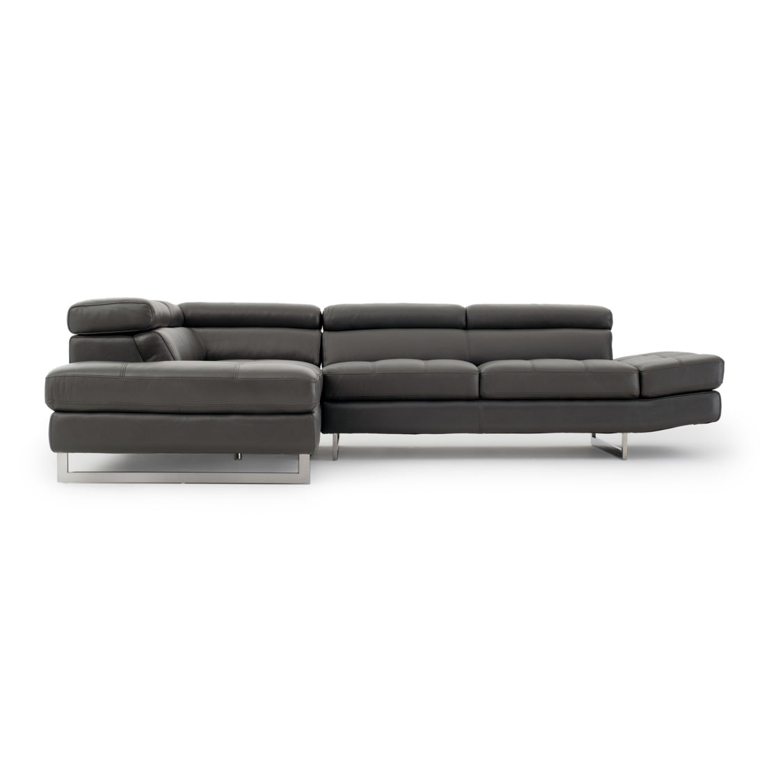 Rockland Leather Sectional Sofa Dark Grey