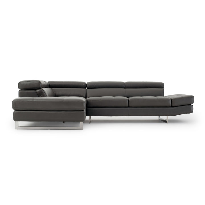 Rockland Leather Sectional Sofa Dark Grey