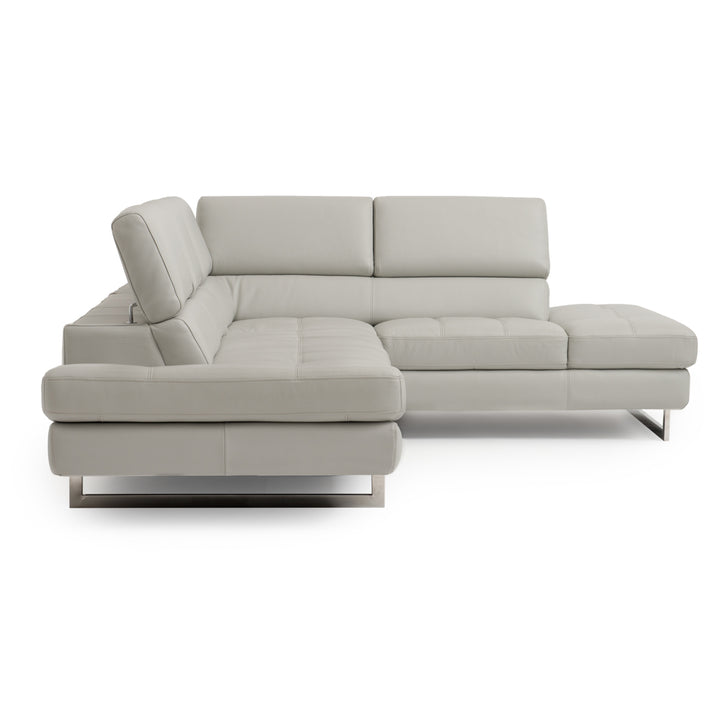 Rockland Leather Sectional Sofa Light Grey