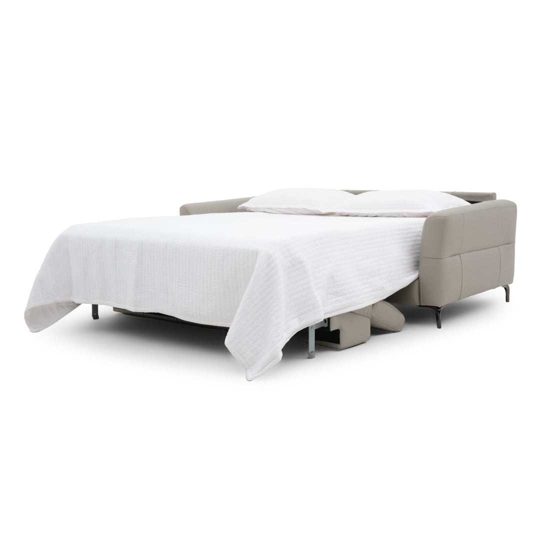 Westlyn Leather Double Sofa-Bed Light Grey