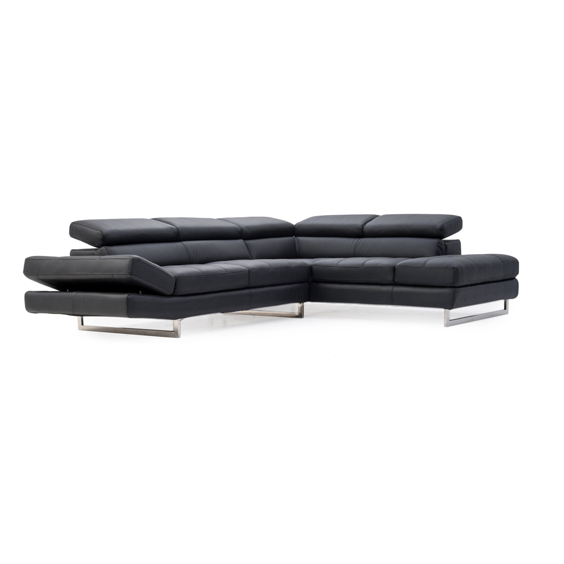 Rockland Leather Sectional Sofa Black