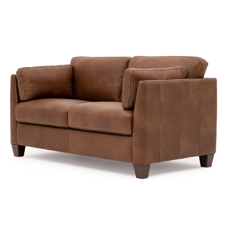 Neal Leather Loveseat Cognac