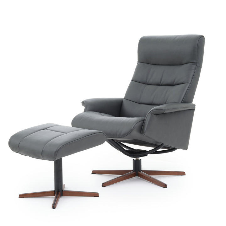 Nell Reclining Chair with Ottoman Dark Grey