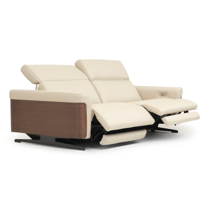 Walida Leather Reclining Sofa Beige