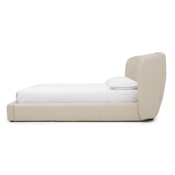 Waneta Leather King Bed Beige