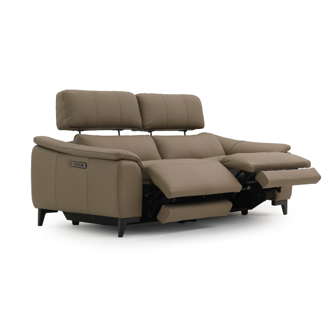 Nicola Leather Reclining Sofa Taupe