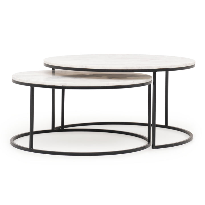Wamelia Nesting Table Set of 2 Black & White
