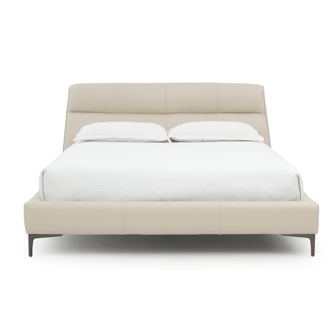 Wallace Leather King Bed Beige