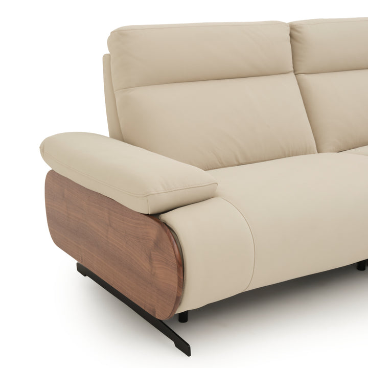 Ellery Leather Reclining Sofa Beige