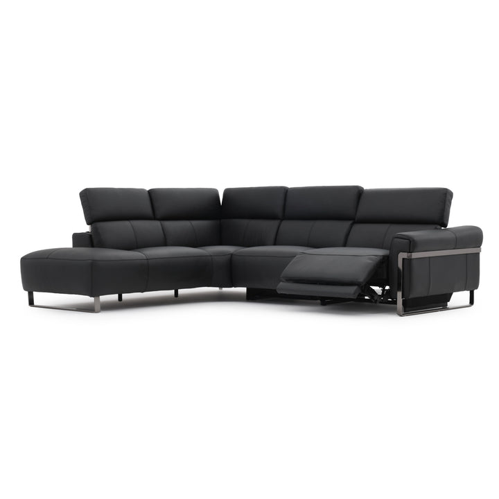 Wilberta Leather Sectional Sofa Black