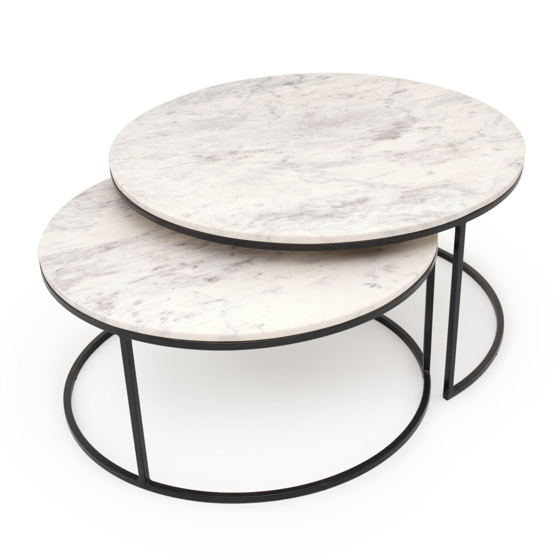 Wamelia Nesting Table Set of 2 Black & White