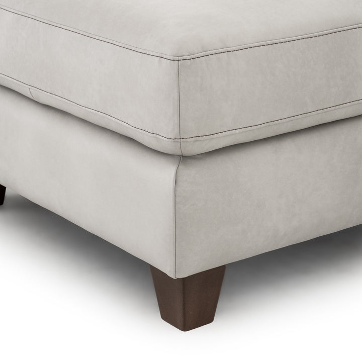 Neal Leather Sectional Sofa Light Grey