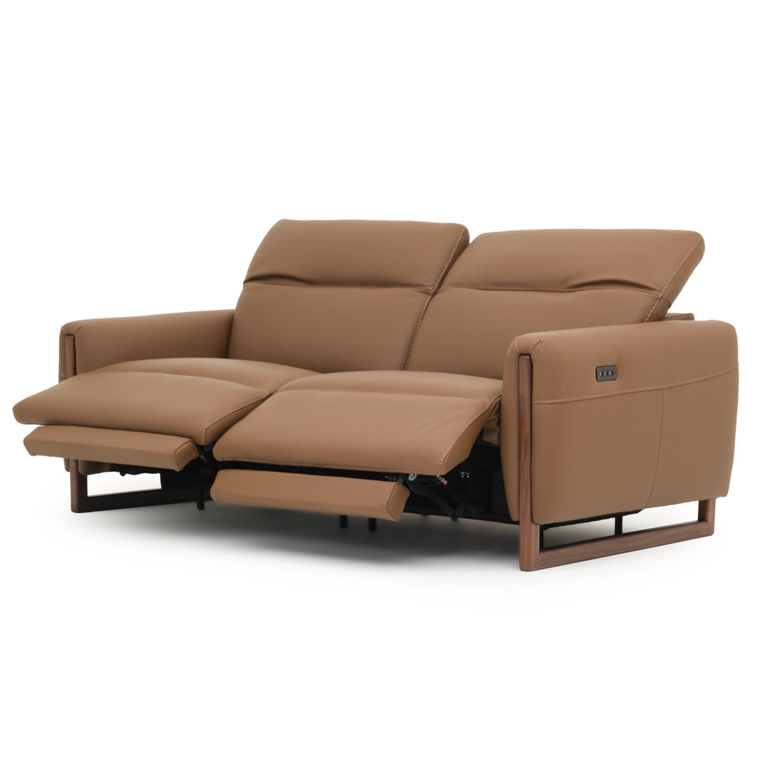 Embra Leather Reclining Sofa Dark Brown