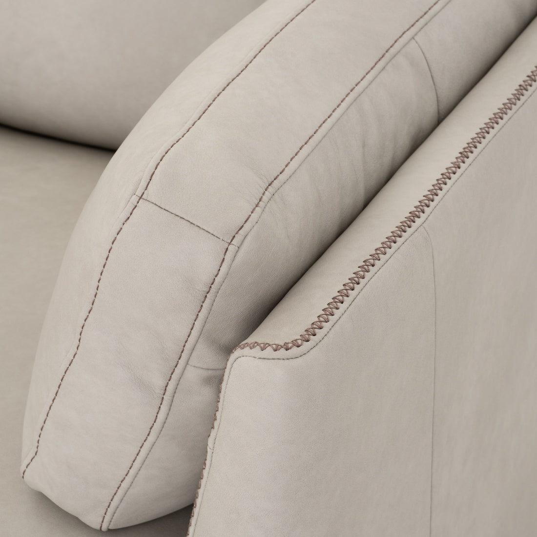 Neal Leather Sectional Sofa Light Grey