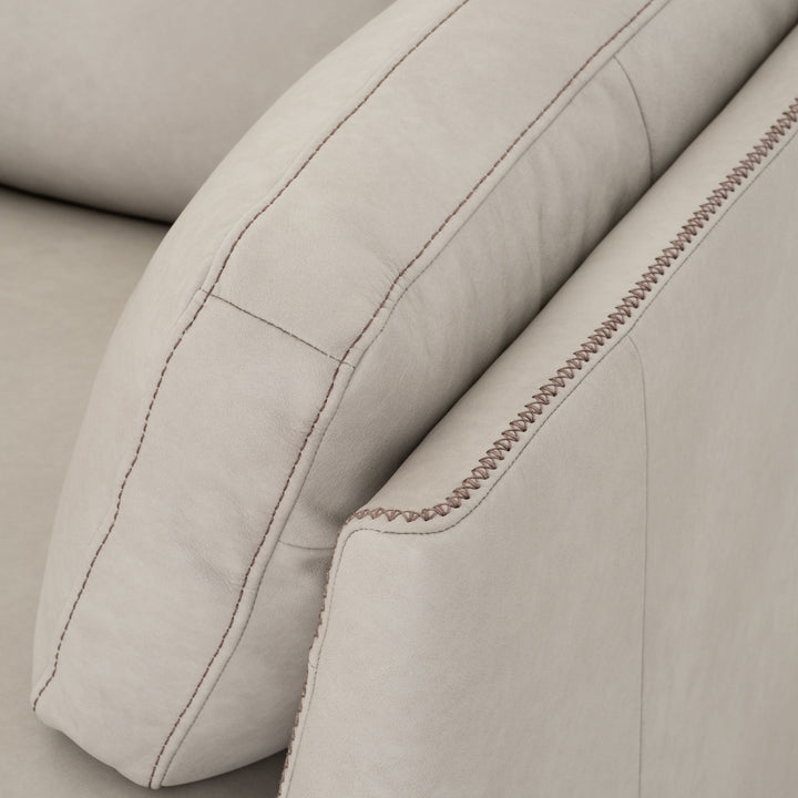 Neal Leather Sectional Sofa Light Grey