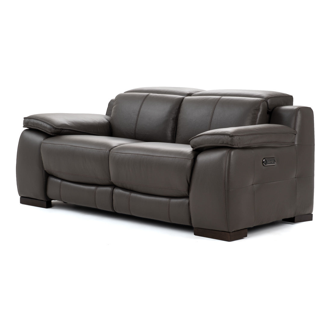 Nova Leather Reclining Loveseat Dark Grey