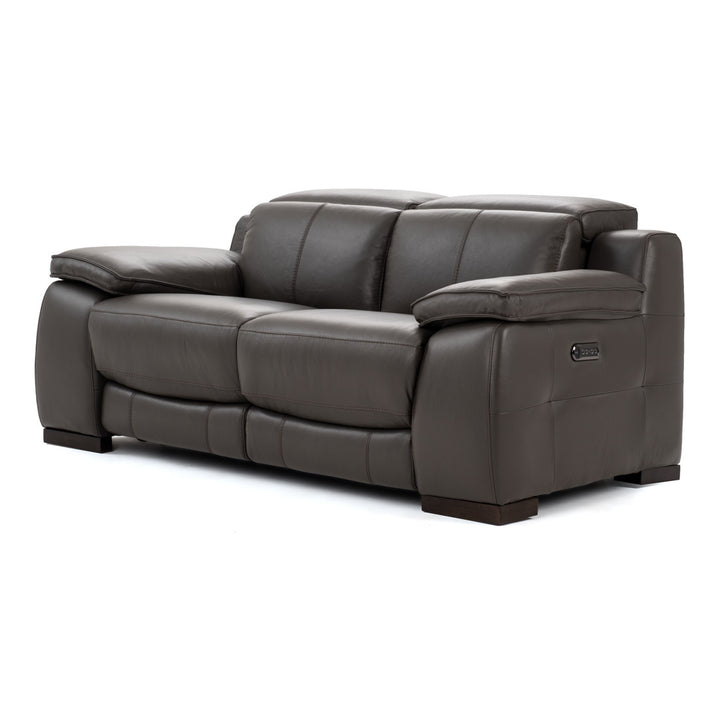 Nova Leather Reclining Loveseat Dark Grey