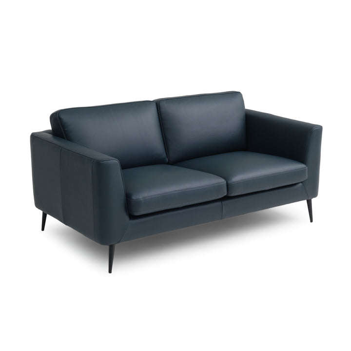 Ermilo Leather Loveseat Dark Blue