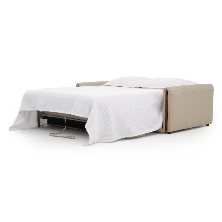Narita Leather Double Sofa-Bed Beige