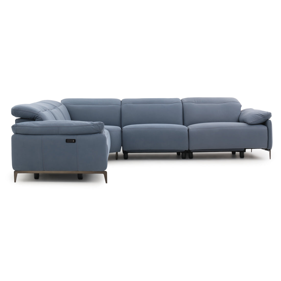 Wakely Leather Sectional Sofa Dark Blue