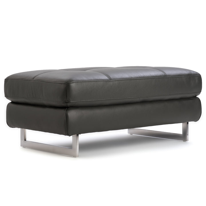 Rockland Leather Ottoman Dark Grey