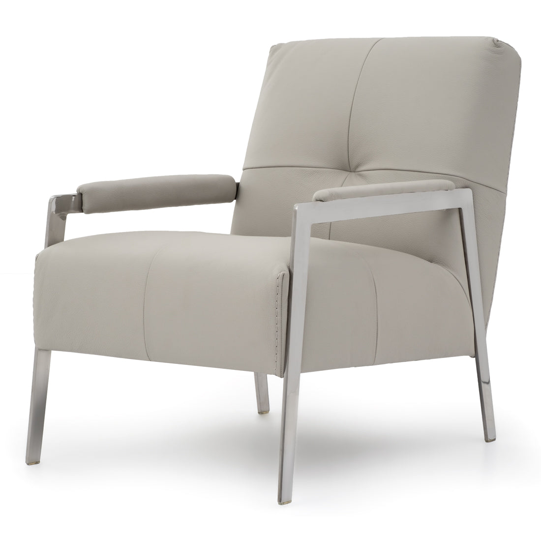 Walter Leather Accent Chair Light Grey
