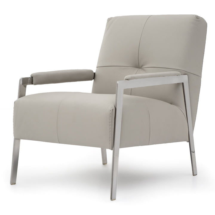 Walter Leather Accent Chair Light Grey